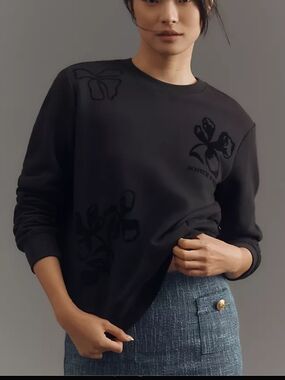 Anthropologie Scotch & Soda Flock-Print Art Organic Cotton Soft Sweatshirt NWOT